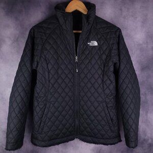 The North Face reversible black sherpa fleece lined puffer jacket